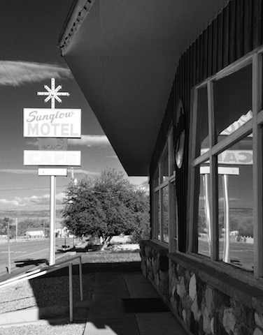 Black and white image of the Sunglow Cafe